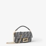 FENDI Baguette® Mini Dark blue denim-effect FF jacquard bag - Image 3